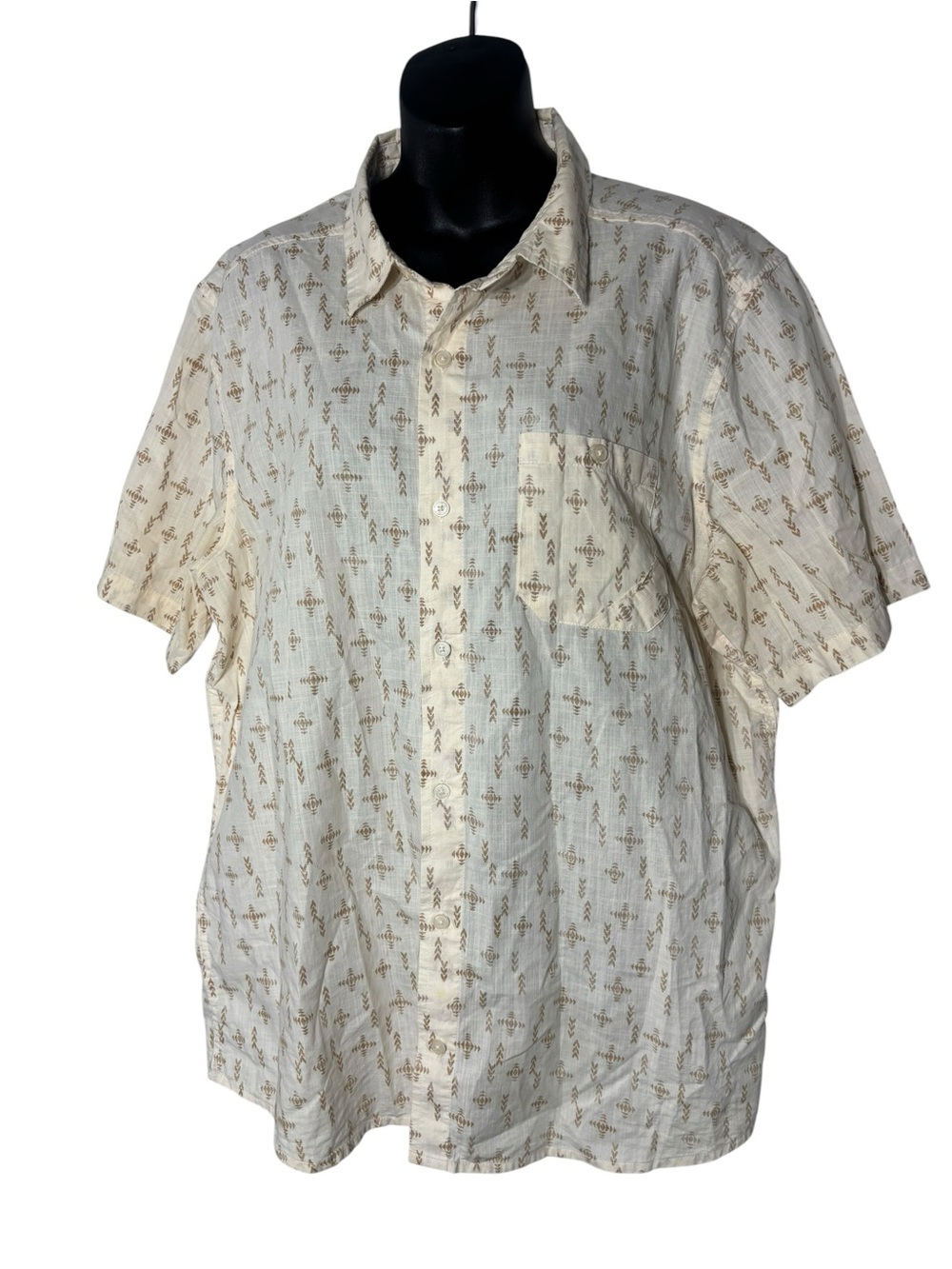 Toad & co men’s large fletch print short sleeve button up shirt organic cotton